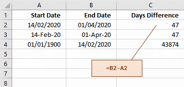 Excel date difference demo