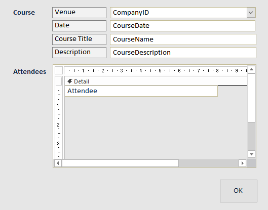 Access database form in design view