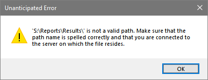 Excel Unanticipated Error error message