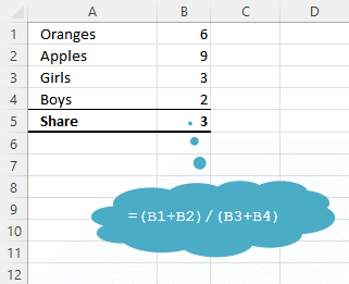 BODMAS applied to Excel formula